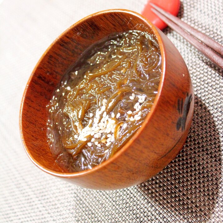 沖縄土産レシピ★塩蔵もずくの簡単中華スープ